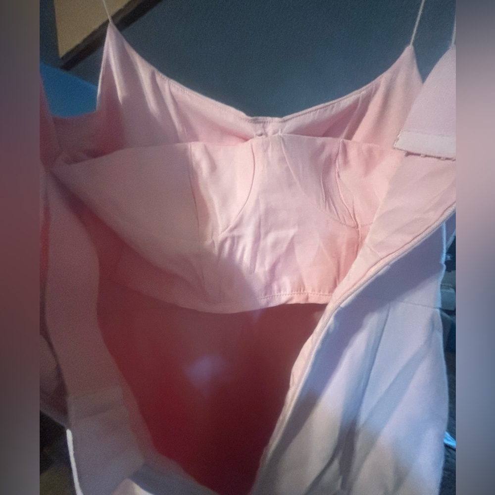 NWT Pink Lichi Thin Strap Front-Slit Mini Dress Ballet Pink Going out Spring - Picture 6 of 10